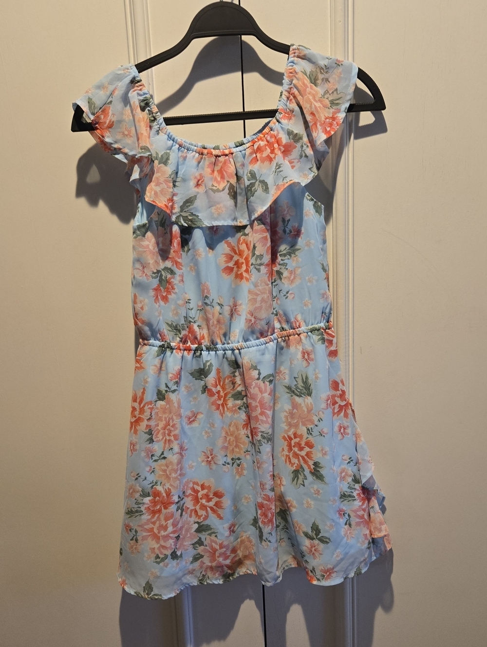 The Children's Place Light Blue Girls Romper with Floral Trim